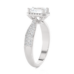 Emerald-Cut Lab Grown Diamond Halo Engagement Ring