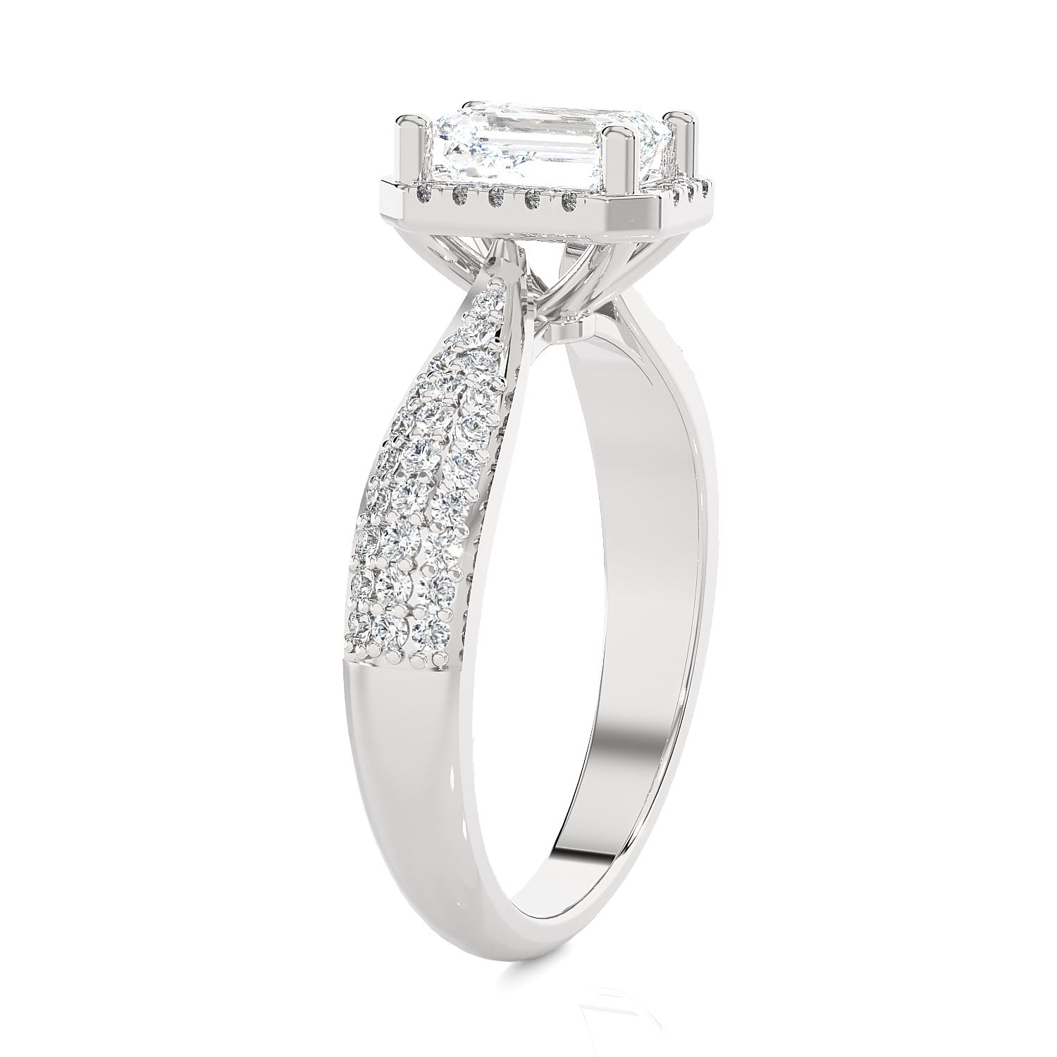 Emerald-Cut Lab Grown Diamond Halo Engagement Ring