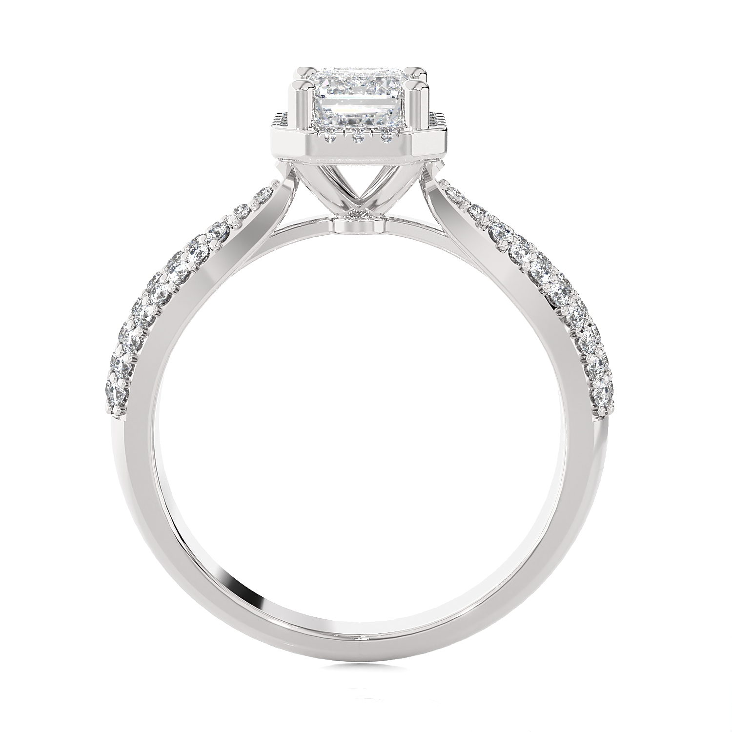 Emerald-Cut Lab Grown Diamond Halo Engagement Ring