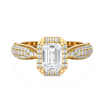 Emerald-Cut Lab Grown Diamond Halo Engagement Ring
