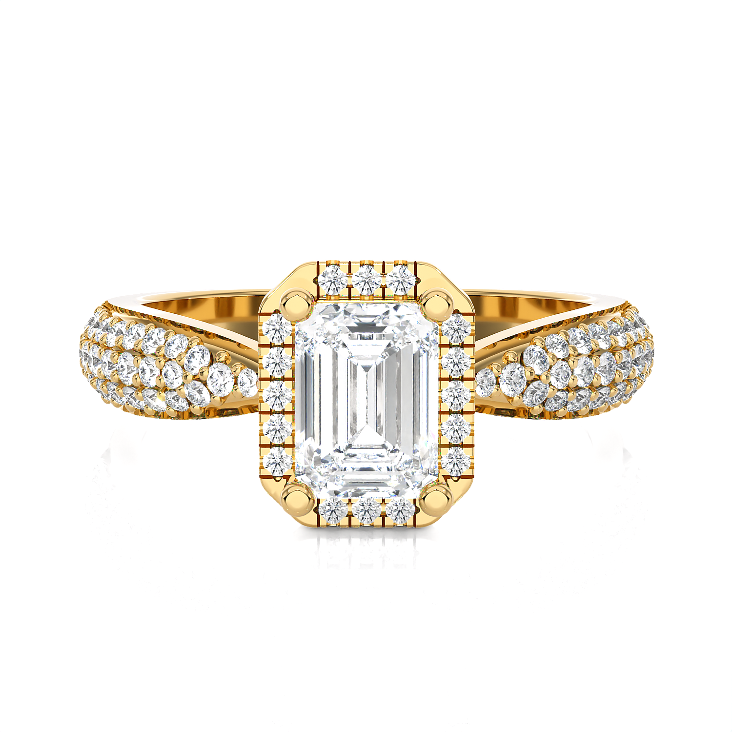 Emerald-Cut Lab Grown Diamond Halo Engagement Ring