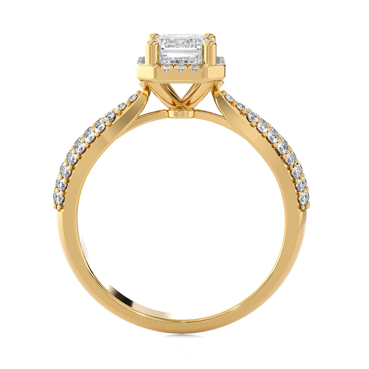 Emerald-Cut Lab Grown Diamond Halo Engagement Ring
