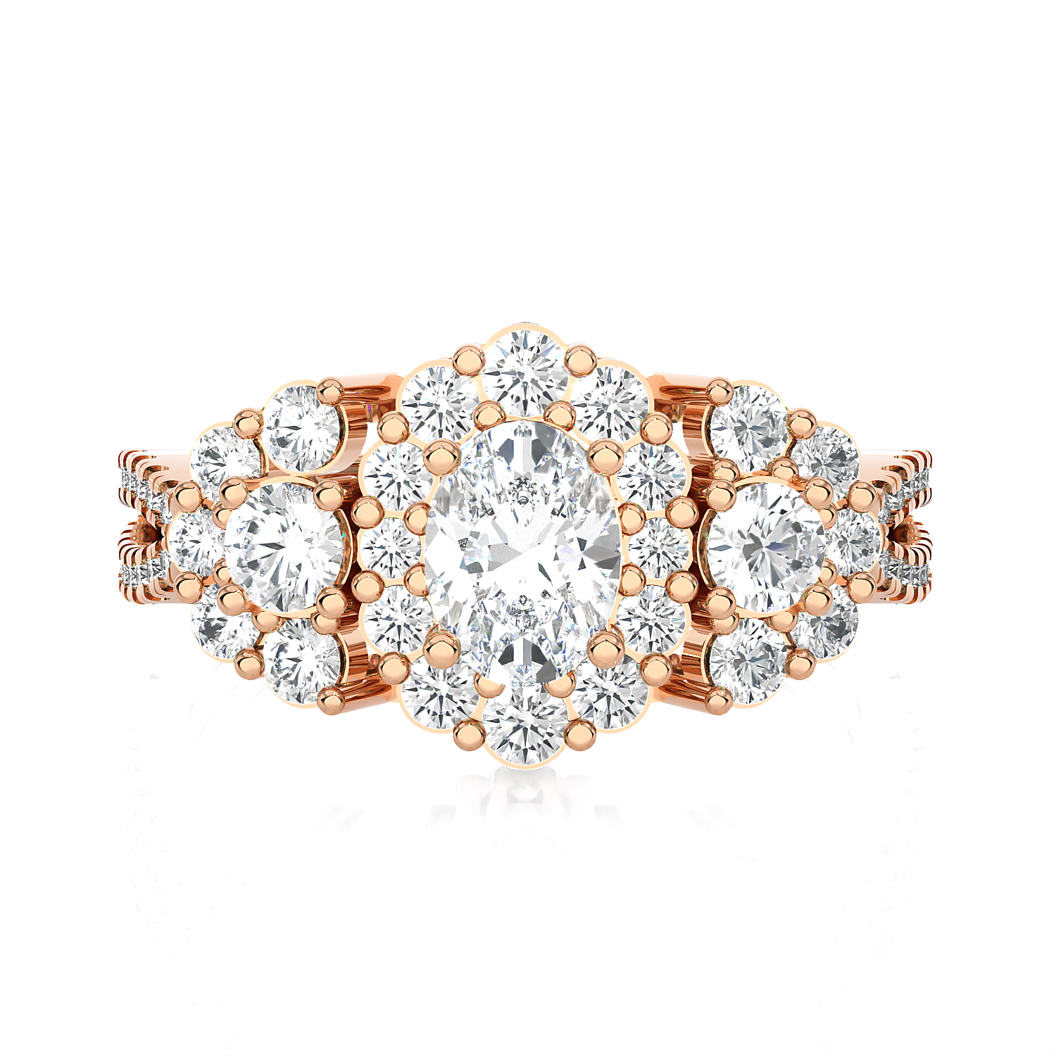Oval With Round Three Stone Lab Grown Diamond Ring