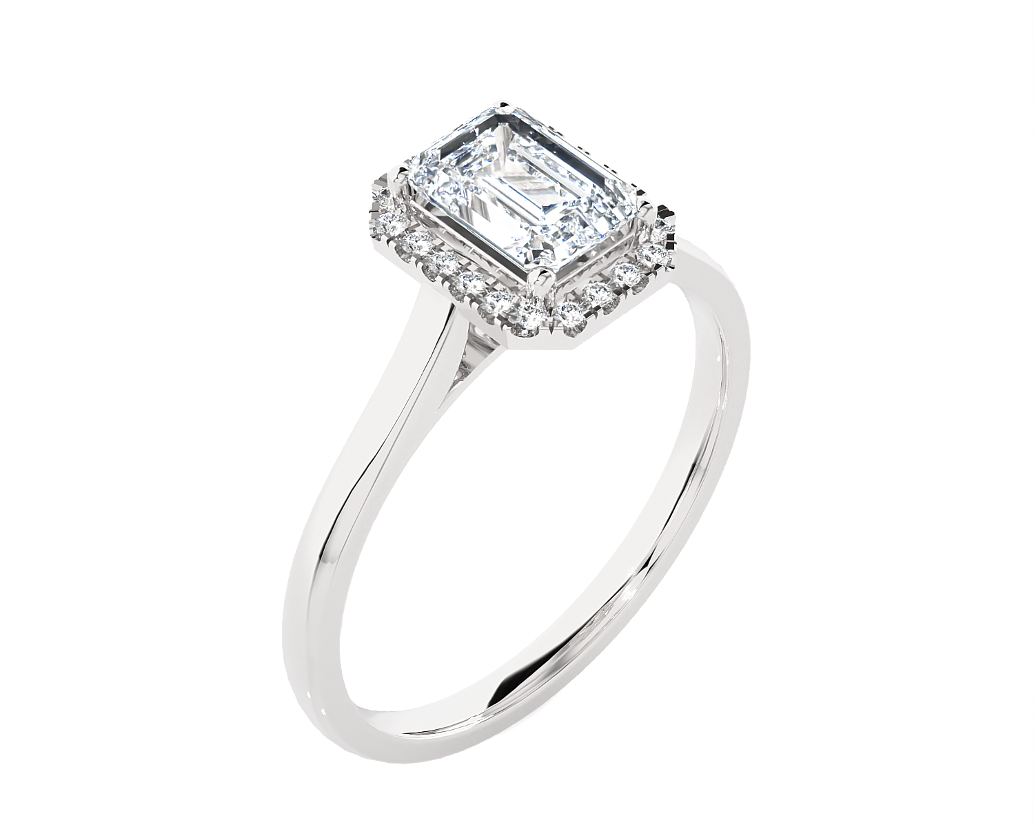 Emerald-Cut Lab Grown Diamond Halo Engagement Ring