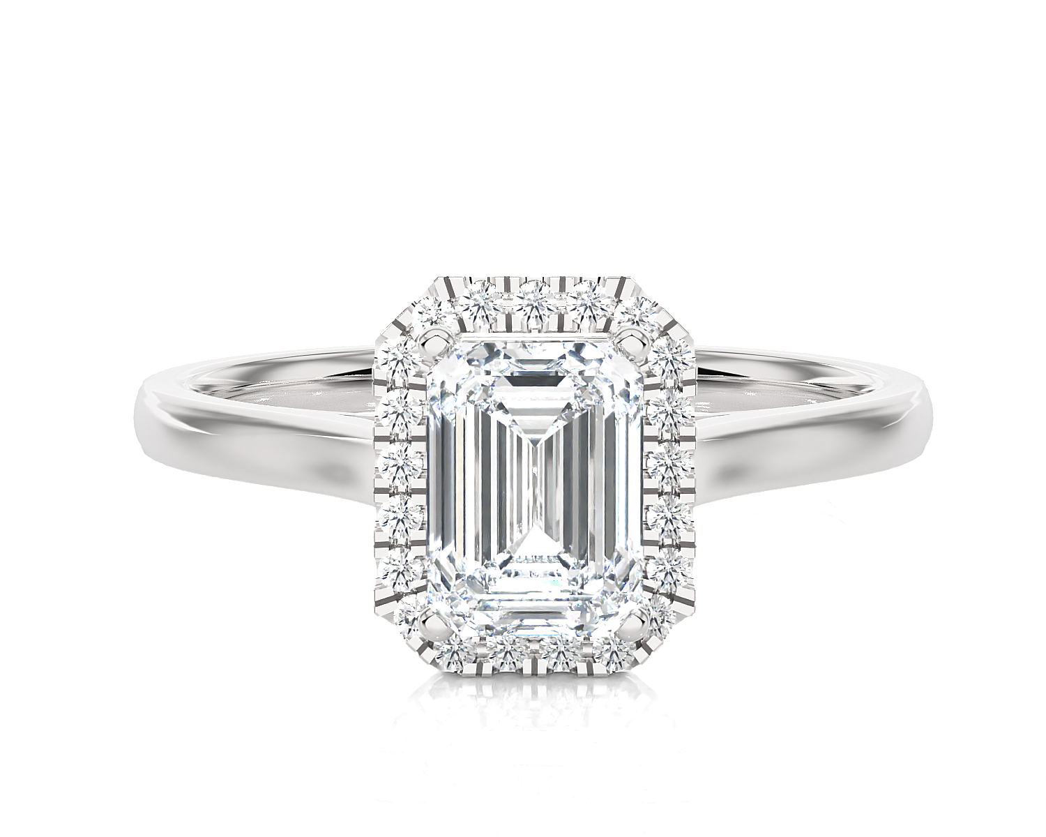 Emerald-Cut Lab Grown Diamond Halo Engagement Ring