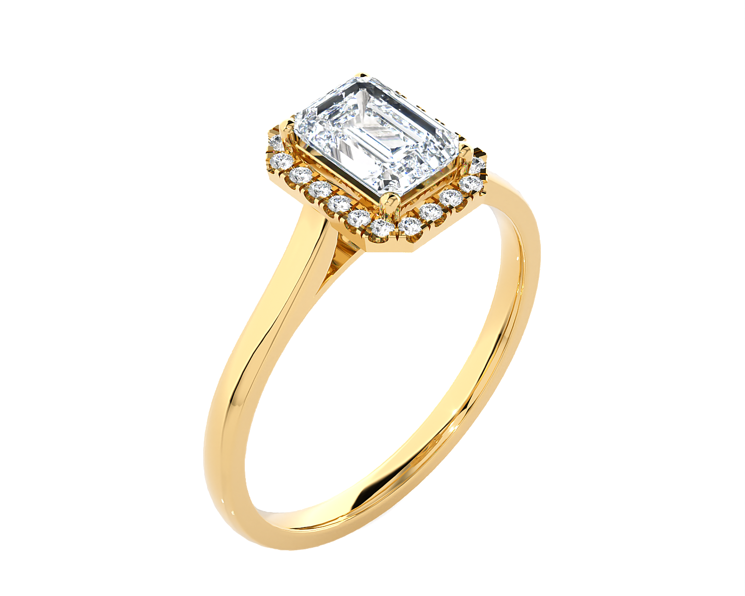 Emerald-Cut Lab Grown Diamond Halo Engagement Ring