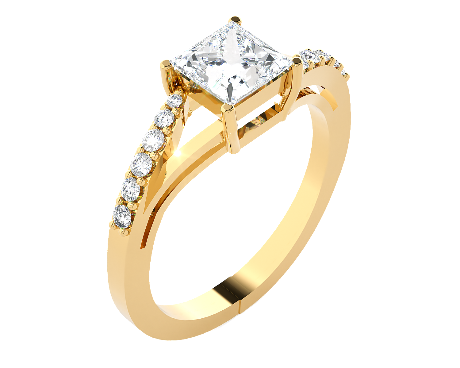 Princess-Cut Lab Grown Diamond Side Stone Engagement Ring