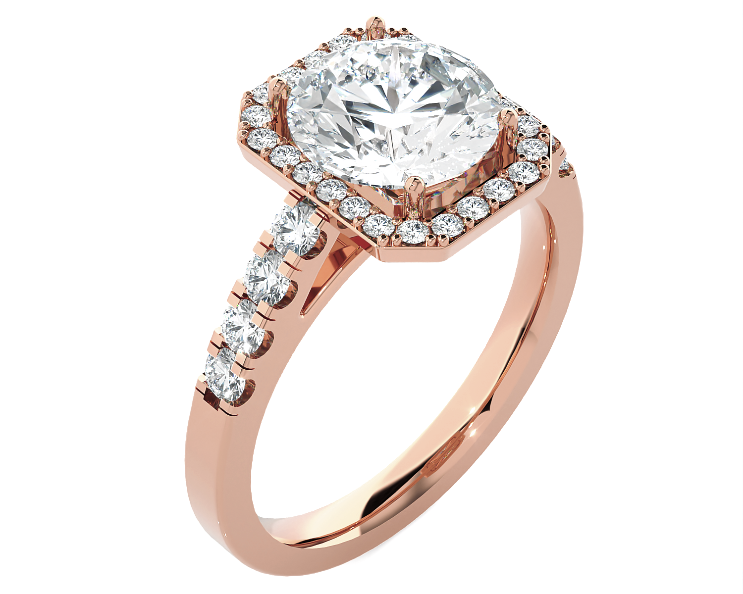 Emerald-Cut Lab Grown Diamond Halo Engagement Ring