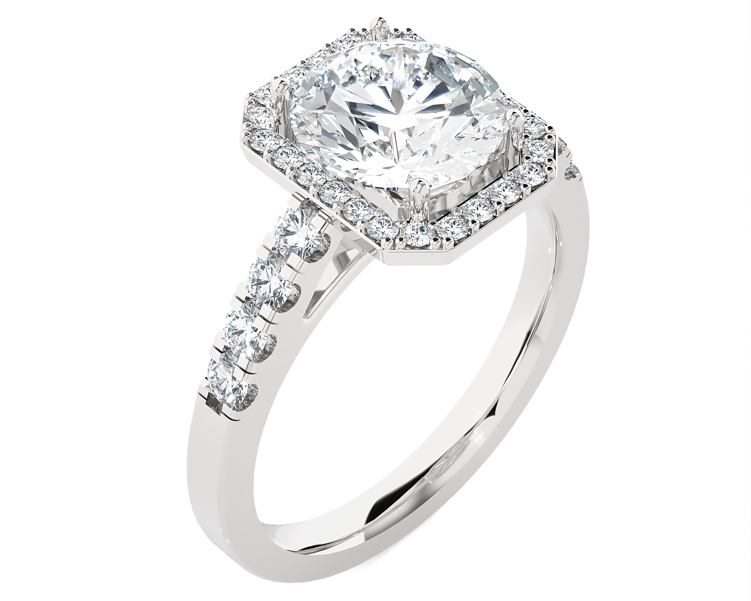 Emerald-Cut Lab Grown Diamond Halo Engagement Ring
