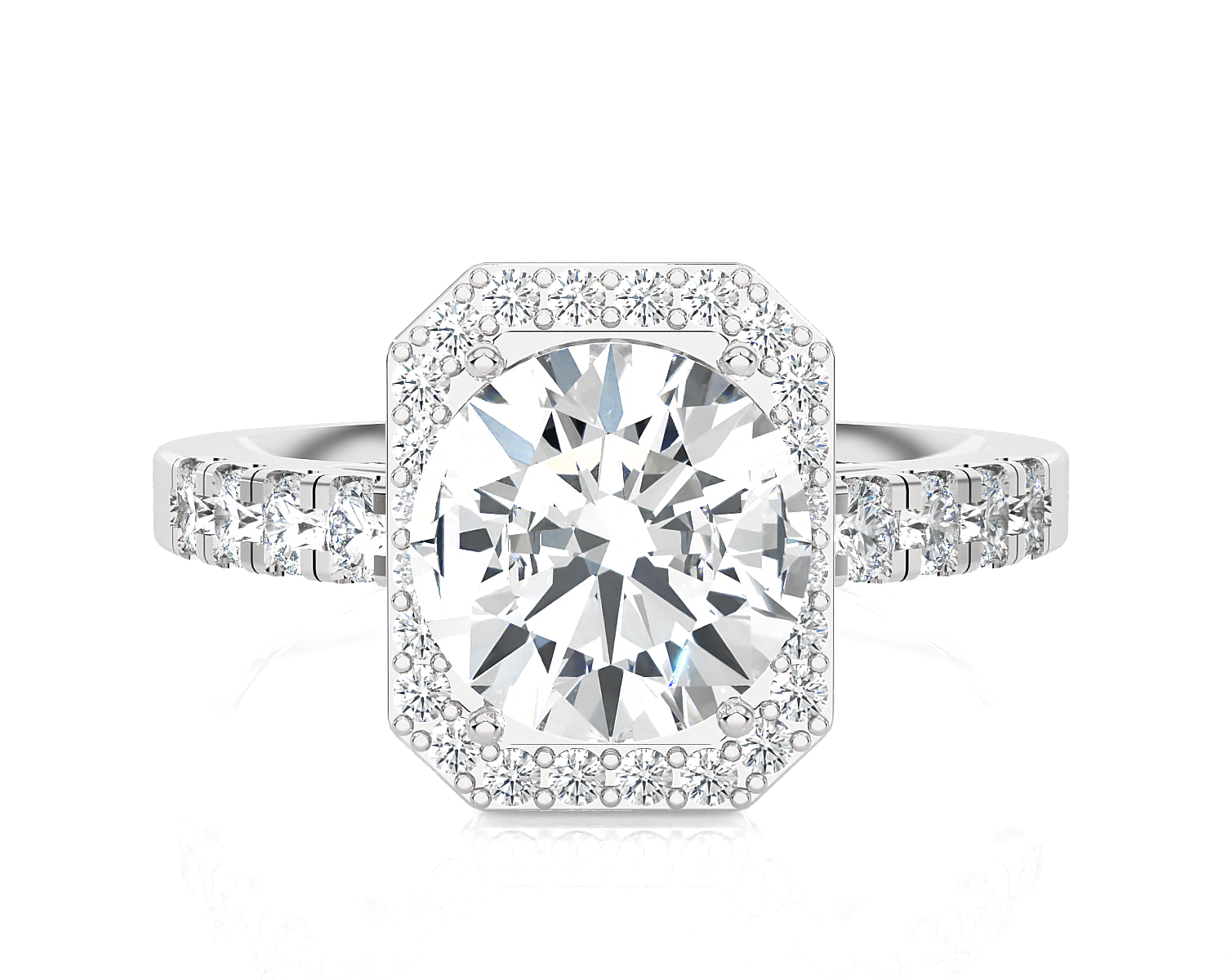 Emerald-Cut Lab Grown Diamond Halo Engagement Ring