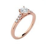 Round Lab Grown Diamond Side Stone Engagement Ring