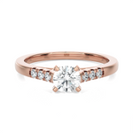 Round Lab Grown Diamond Side Stone Engagement Ring