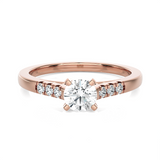 Round Lab Grown Diamond Side Stone Engagement Ring