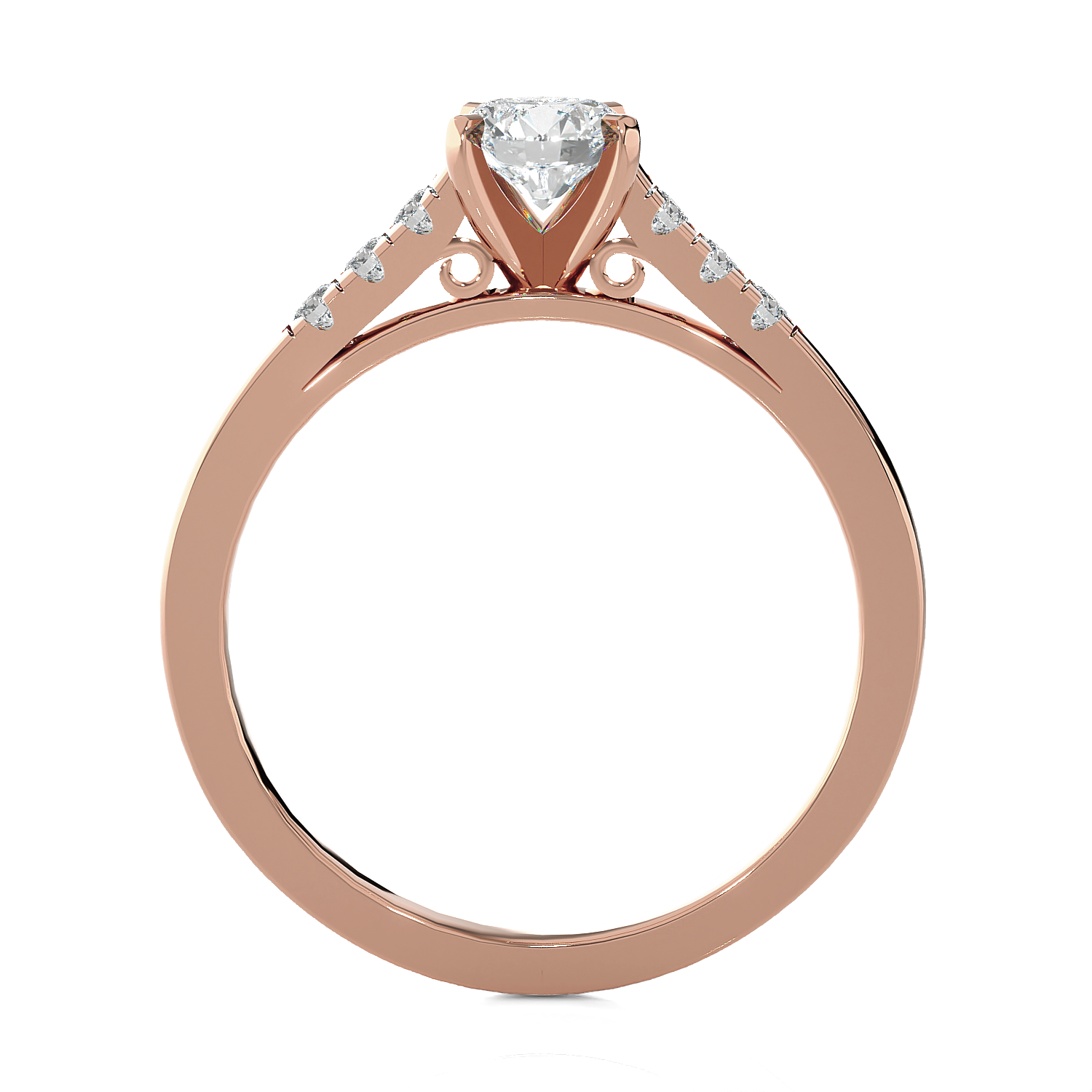 Round Lab Grown Diamond Side Stone Engagement Ring