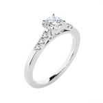 Round Lab Grown Diamond Side Stone Engagement Ring