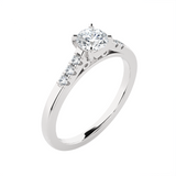 Round Lab Grown Diamond Side Stone Engagement Ring