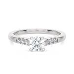Round Lab Grown Diamond Side Stone Engagement Ring