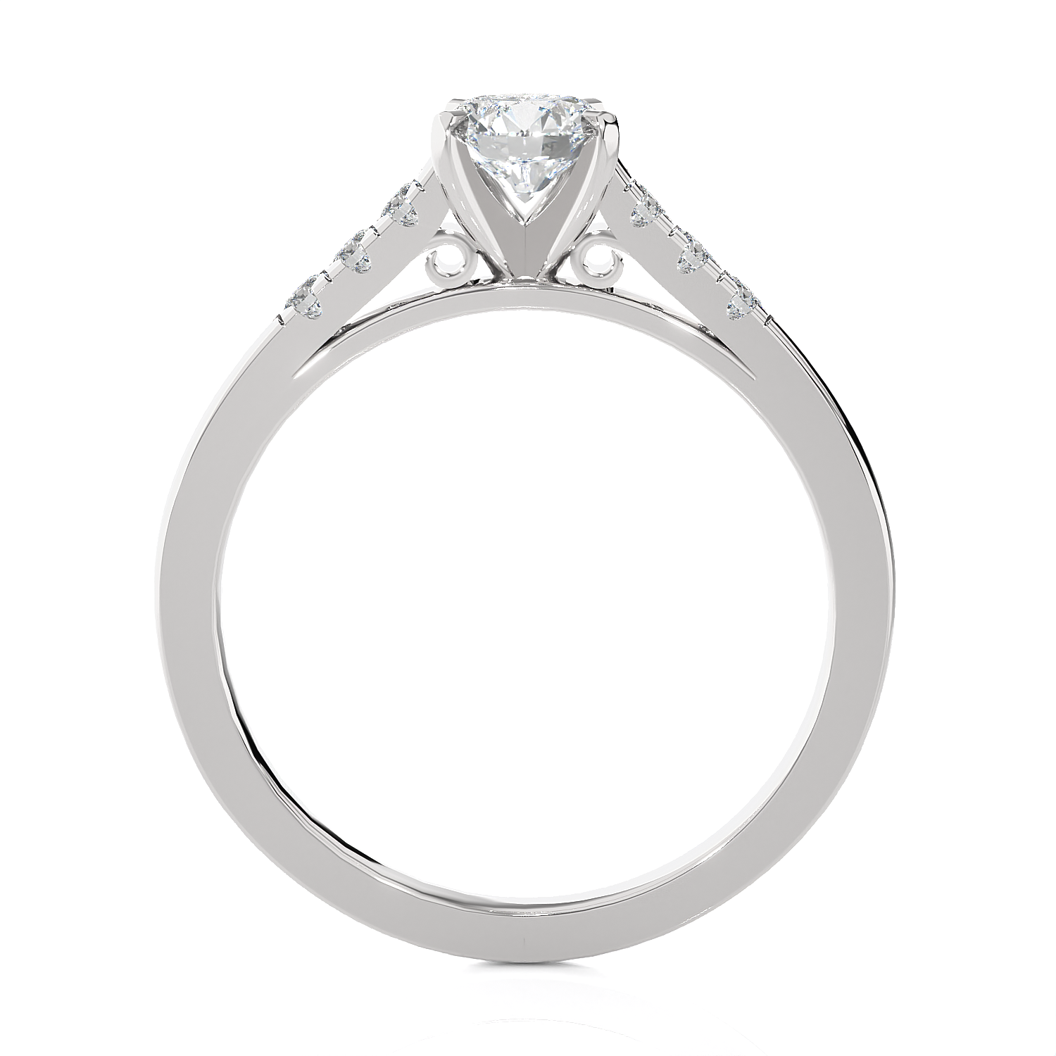 Round Lab Grown Diamond Side Stone Engagement Ring