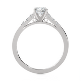 Round Lab Grown Diamond Side Stone Engagement Ring