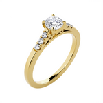 Round Lab Grown Diamond Side Stone Engagement Ring