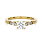 Round Lab Grown Diamond Side Stone Engagement Ring