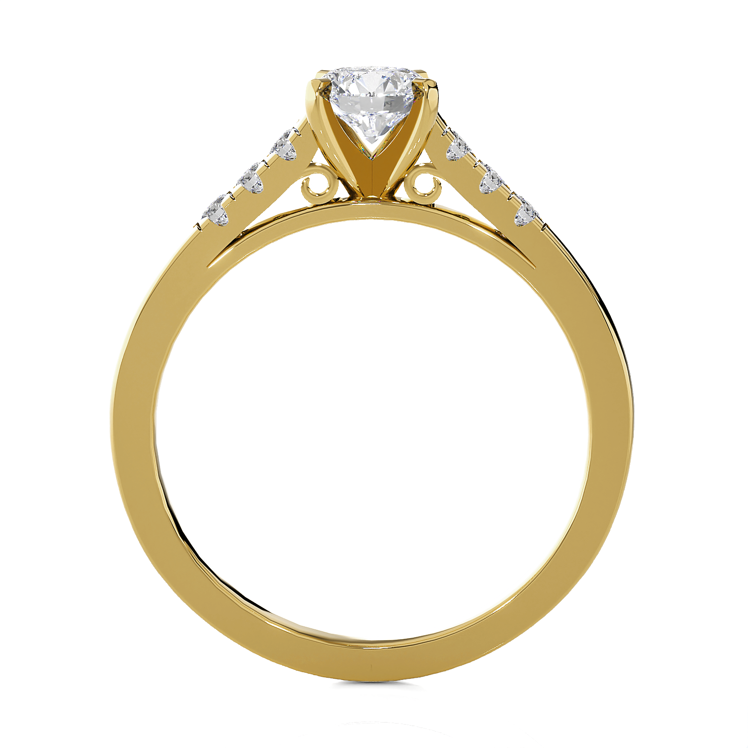Round Lab Grown Diamond Side Stone Engagement Ring
