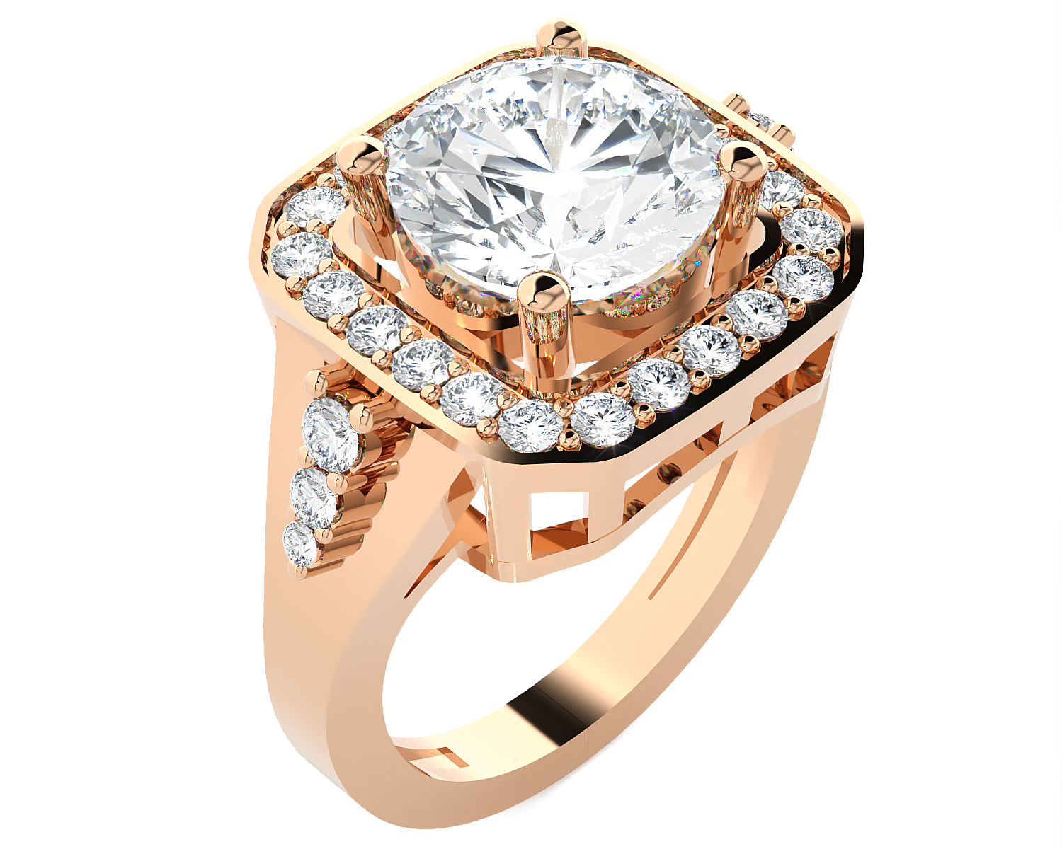 Round Lab Grown Diamond Halo Engagement Ring