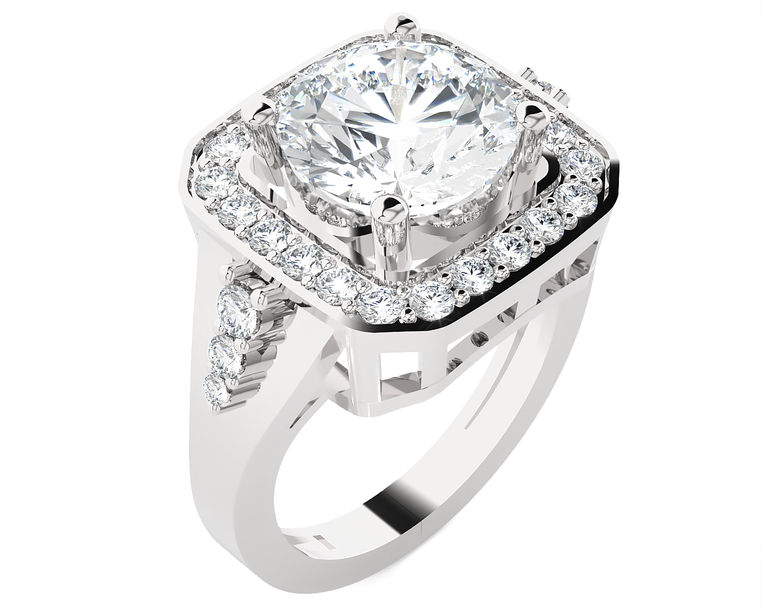 Round Lab Grown Diamond Halo Engagement Ring