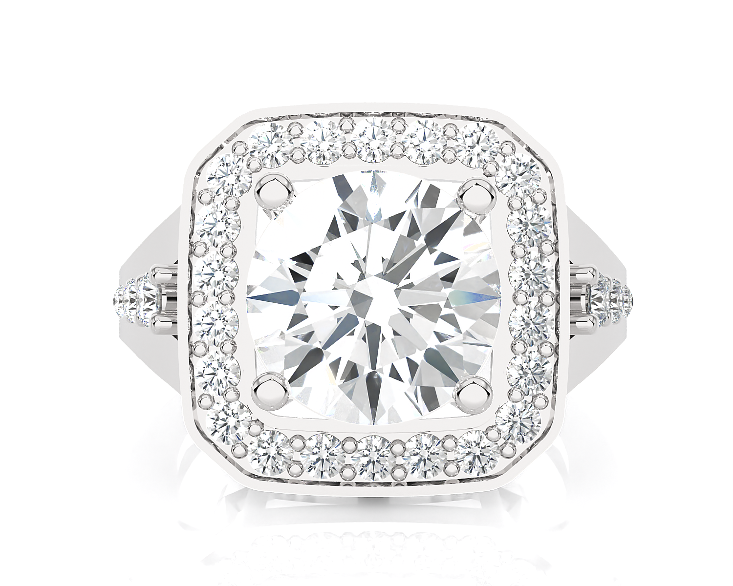 Round Lab Grown Diamond Halo Engagement Ring