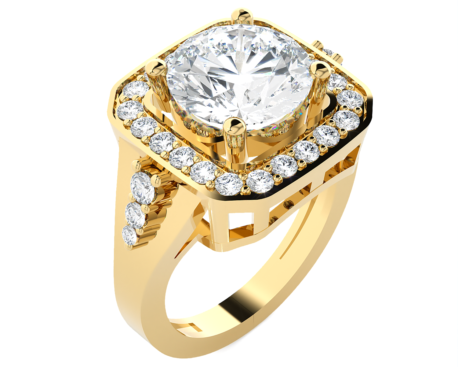 Round Lab Grown Diamond Halo Engagement Ring