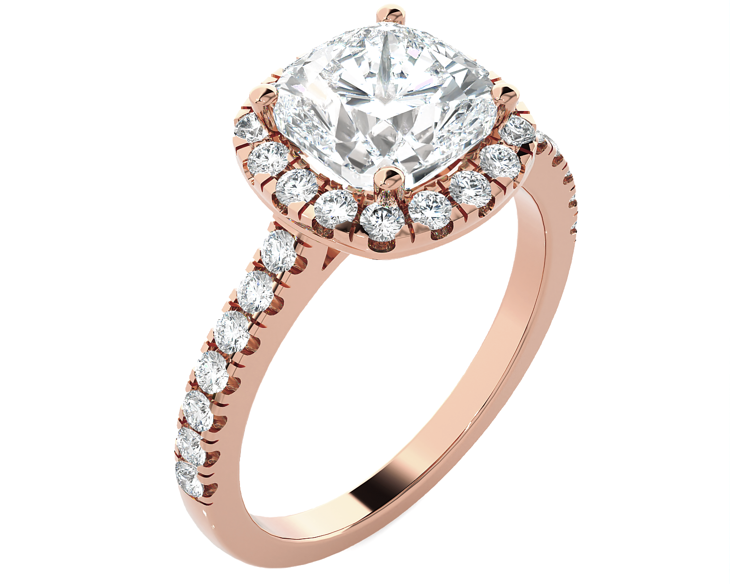 Cushion-Cut Lab Grown Diamond Halo Engagement Ring