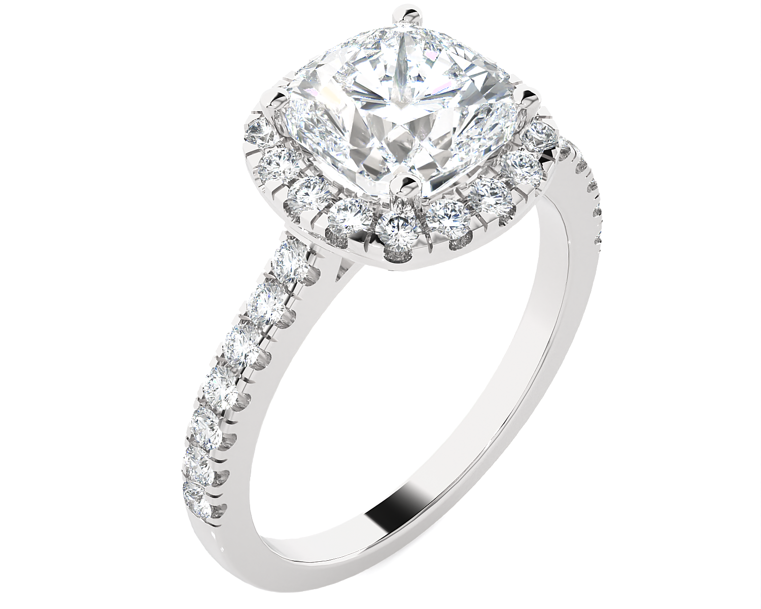 Cushion-Cut Lab Grown Diamond Halo Engagement Ring