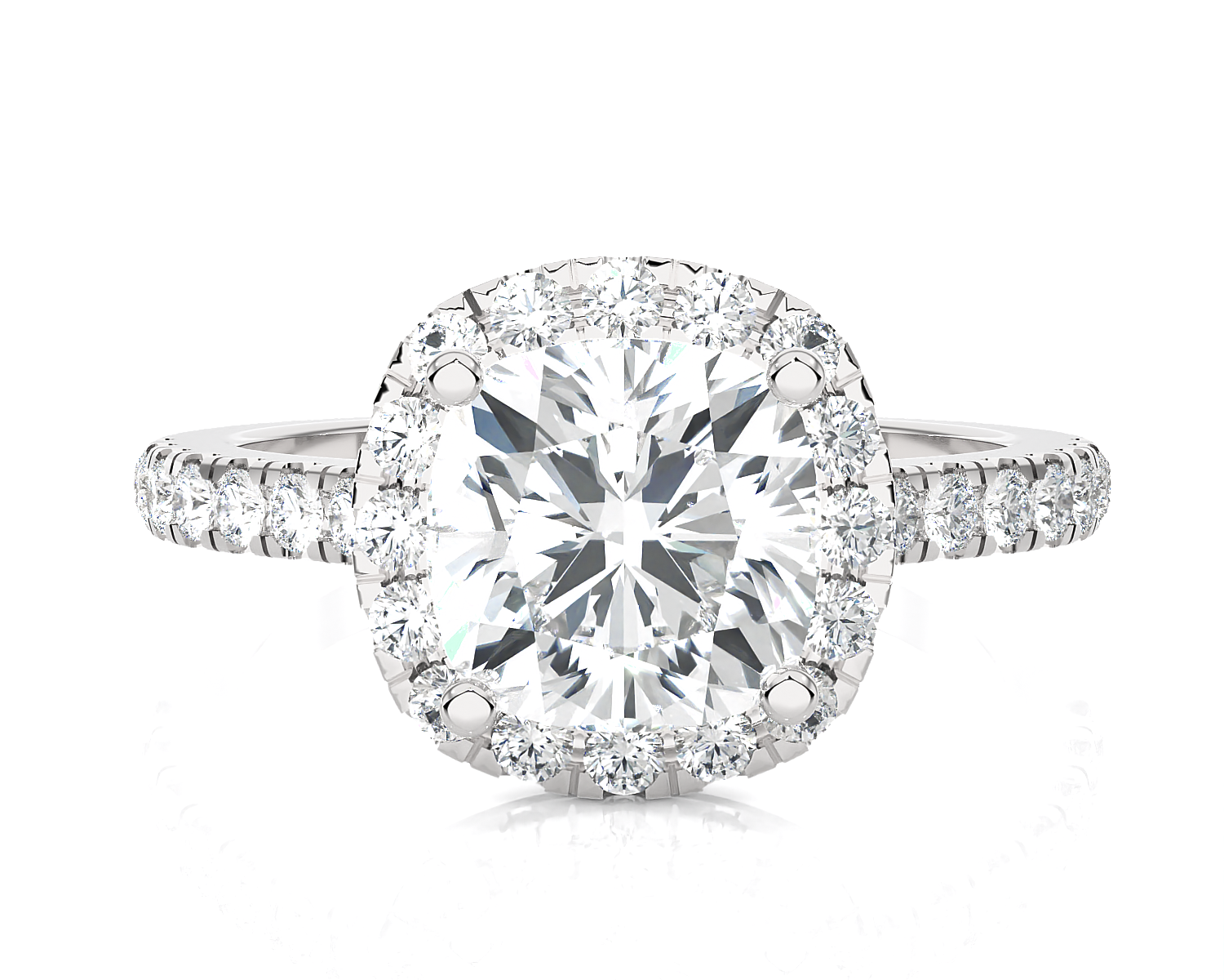 Cushion-Cut Lab Grown Diamond Halo Engagement Ring