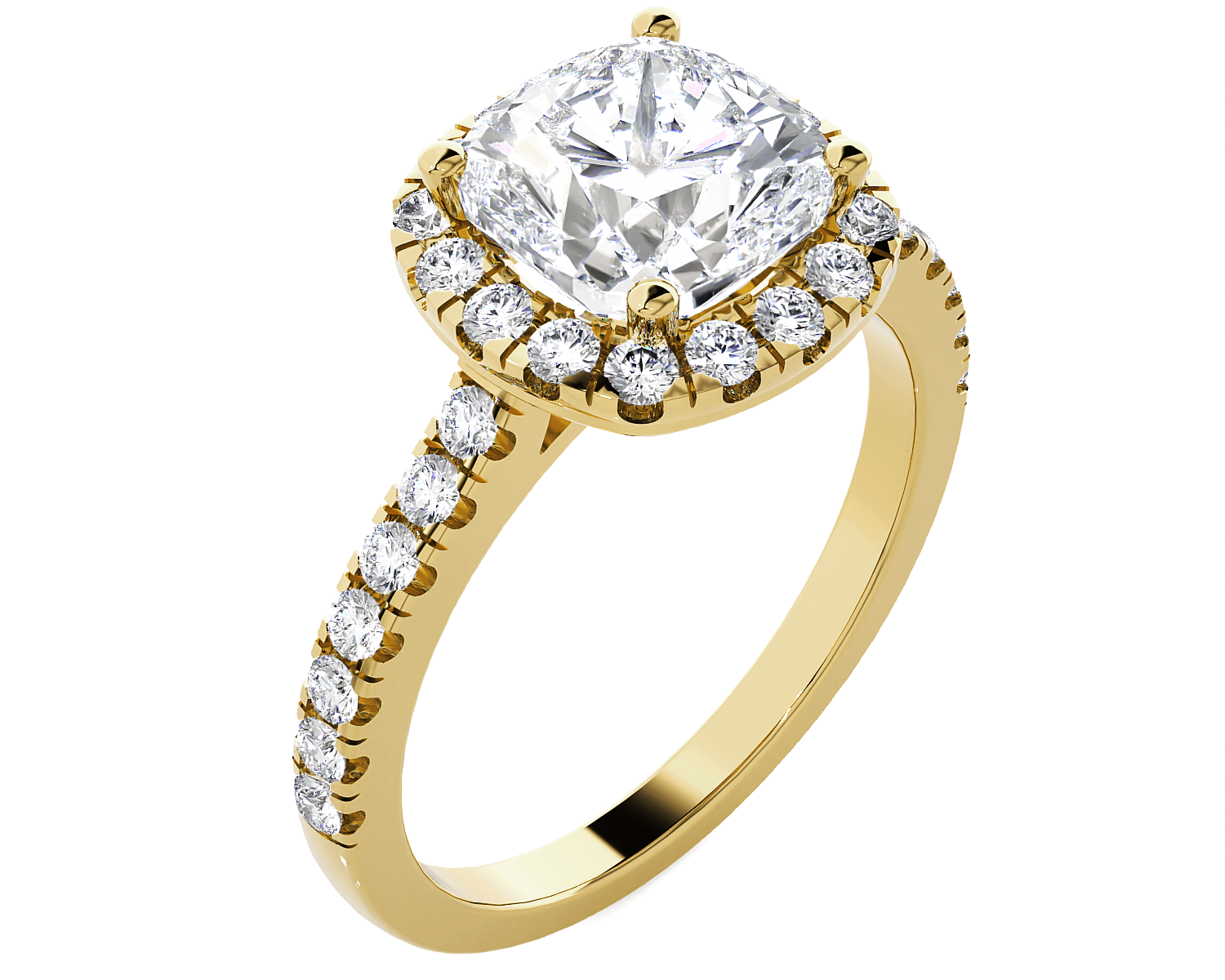 Cushion-Cut Lab Grown Diamond Halo Engagement Ring