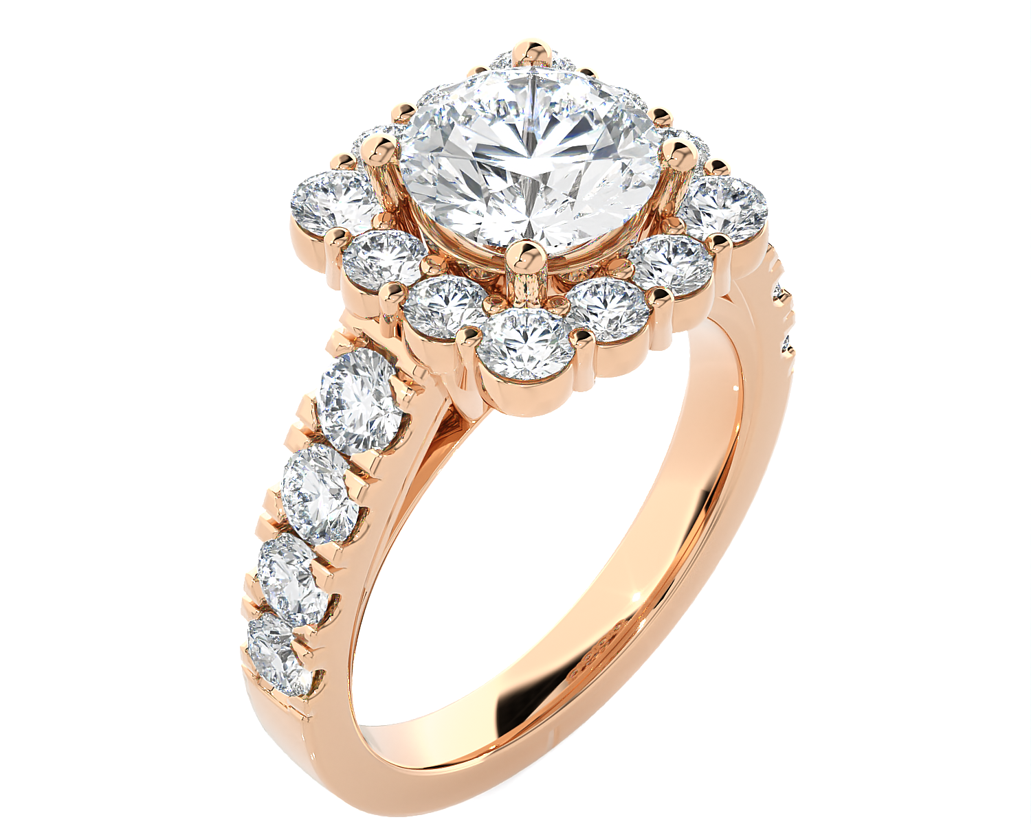 Round Lab Grown Diamond Halo Engagement Ring