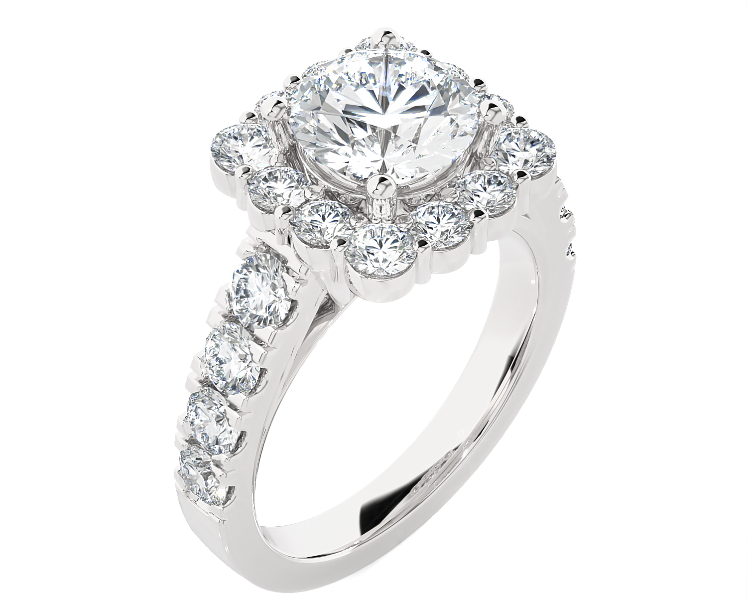 Round Lab Grown Diamond Halo Engagement Ring