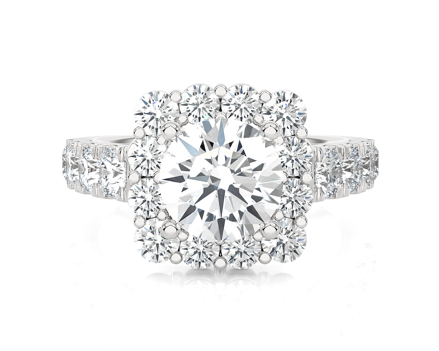 Round Lab Grown Diamond Halo Engagement Ring