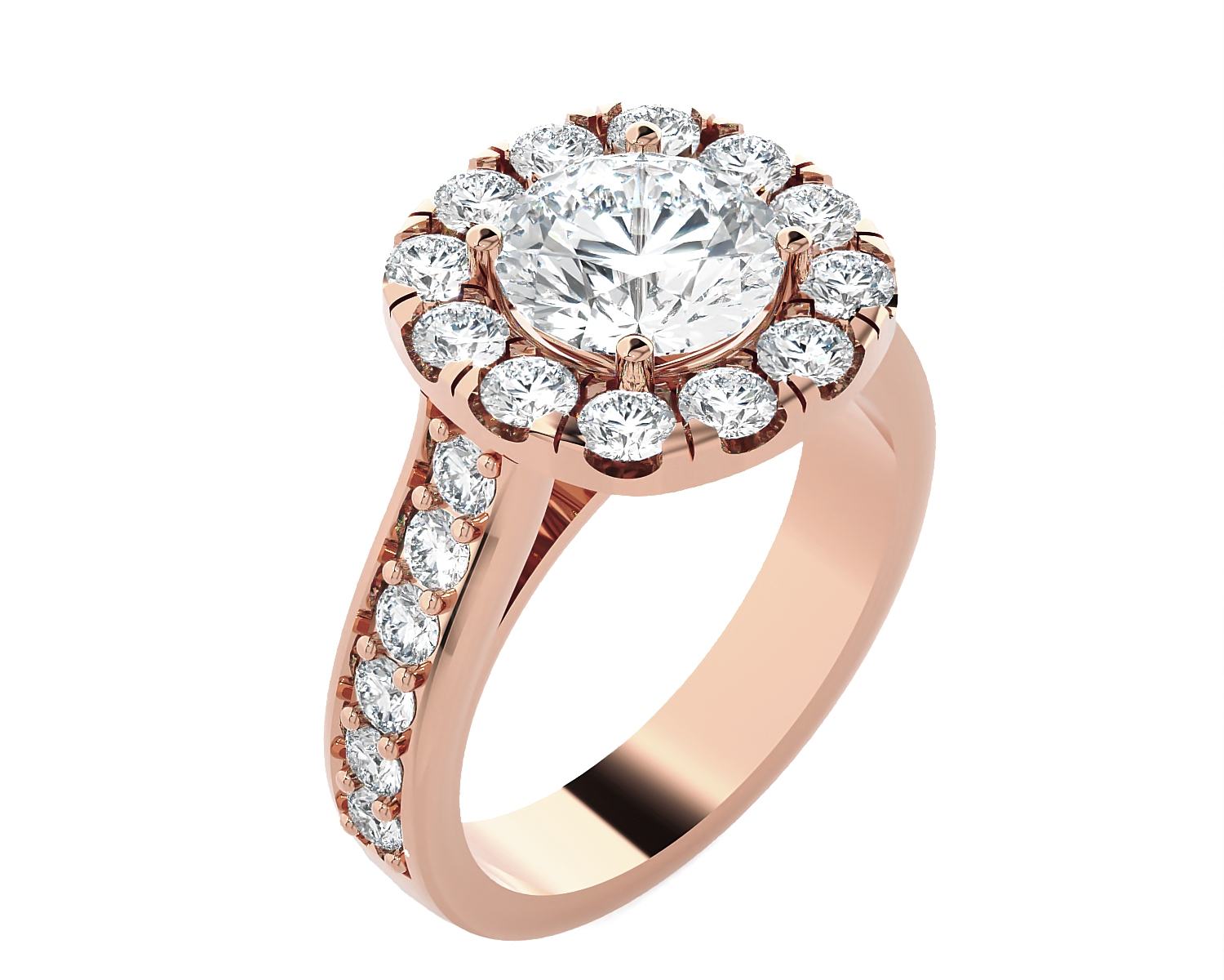 Round Lab Grown Diamond Halo Engagement Ring