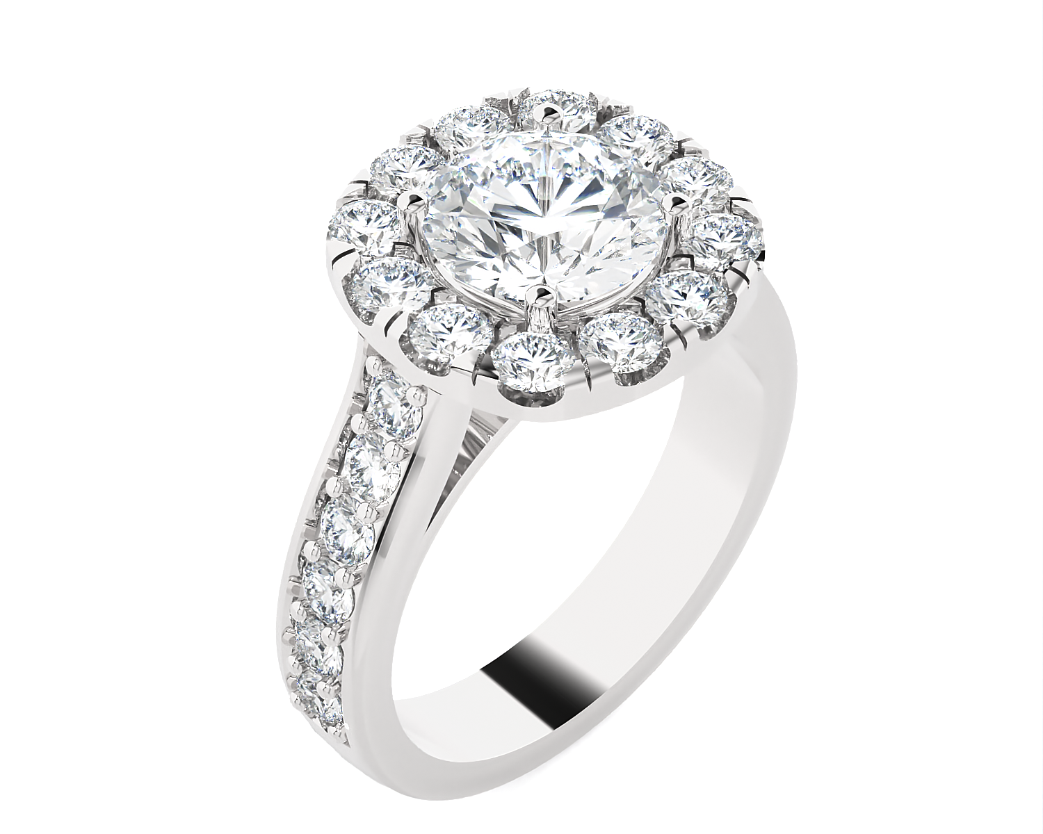 Round Lab Grown Diamond Halo Engagement Ring