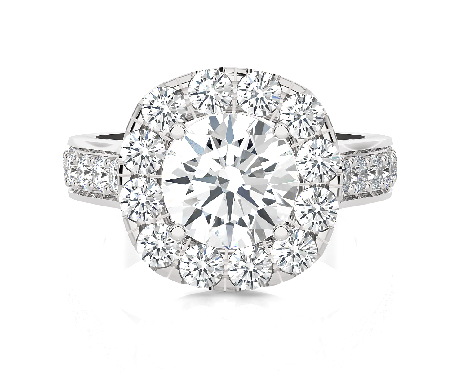 Round Lab Grown Diamond Halo Engagement Ring
