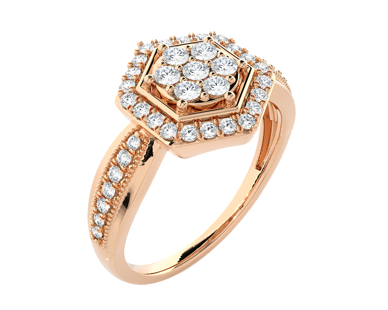 1/2 ctw Round Lab Grown Diamond Halo Engagement Ring