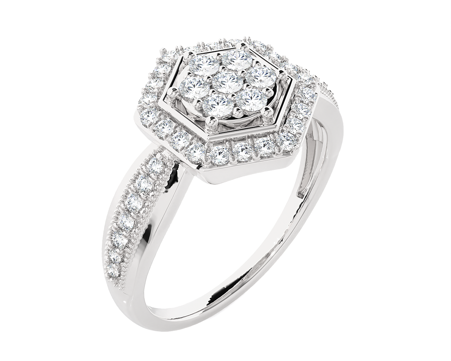 1/2 ctw Round Lab Grown Diamond Halo Engagement Ring
