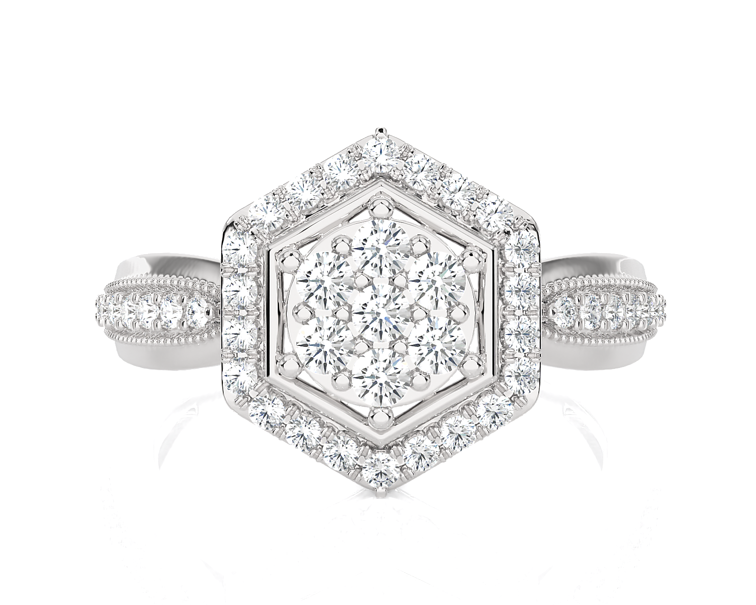 1/2 ctw Round Lab Grown Diamond Halo Engagement Ring