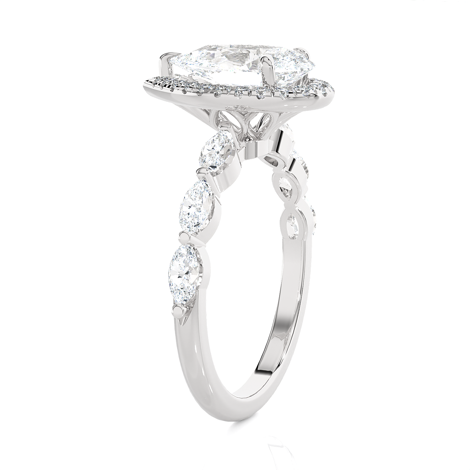 3 5/8 ctw Pear-Shaped Lab Grown Diamond Halo Engagement Ring