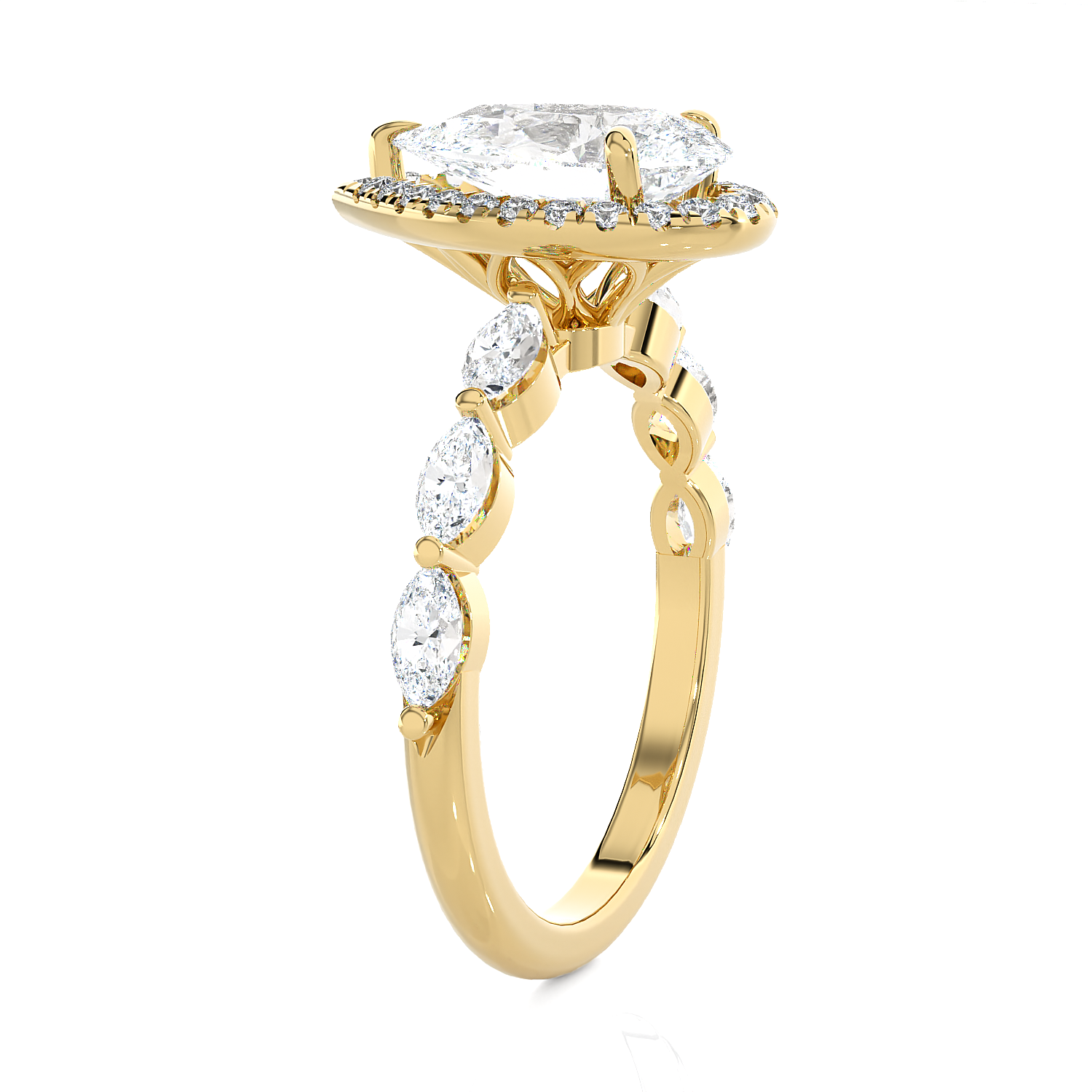 3 5/8 ctw Pear-Shaped Lab Grown Diamond Halo Engagement Ring