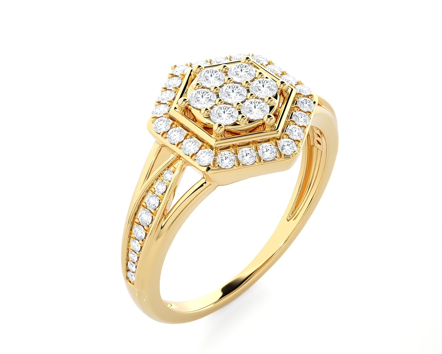 1/2 ctw Round Lab Grown Diamond Halo Engagement Ring