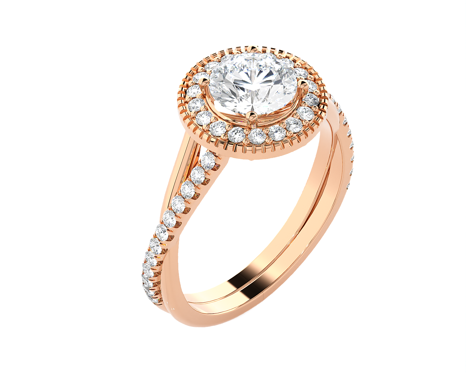 Round Lab Grown Diamond Halo Engagement Ring