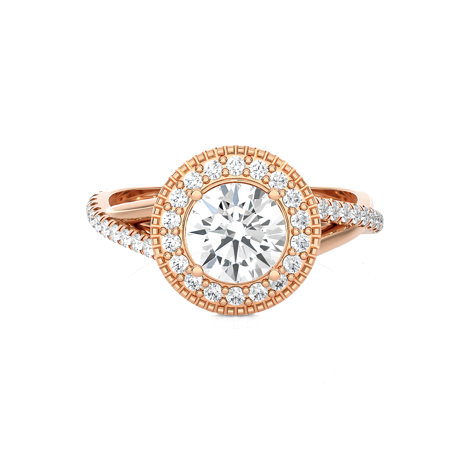 Round Lab Grown Diamond Halo Engagement Ring