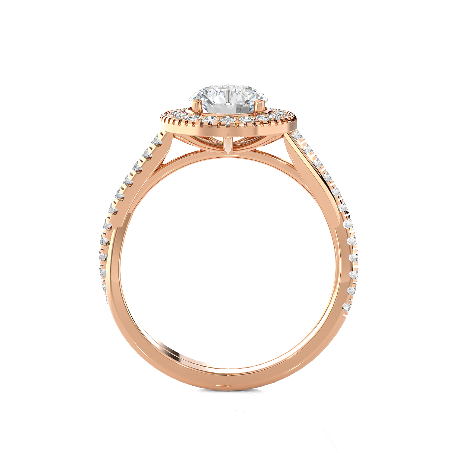 Round Lab Grown Diamond Halo Engagement Ring