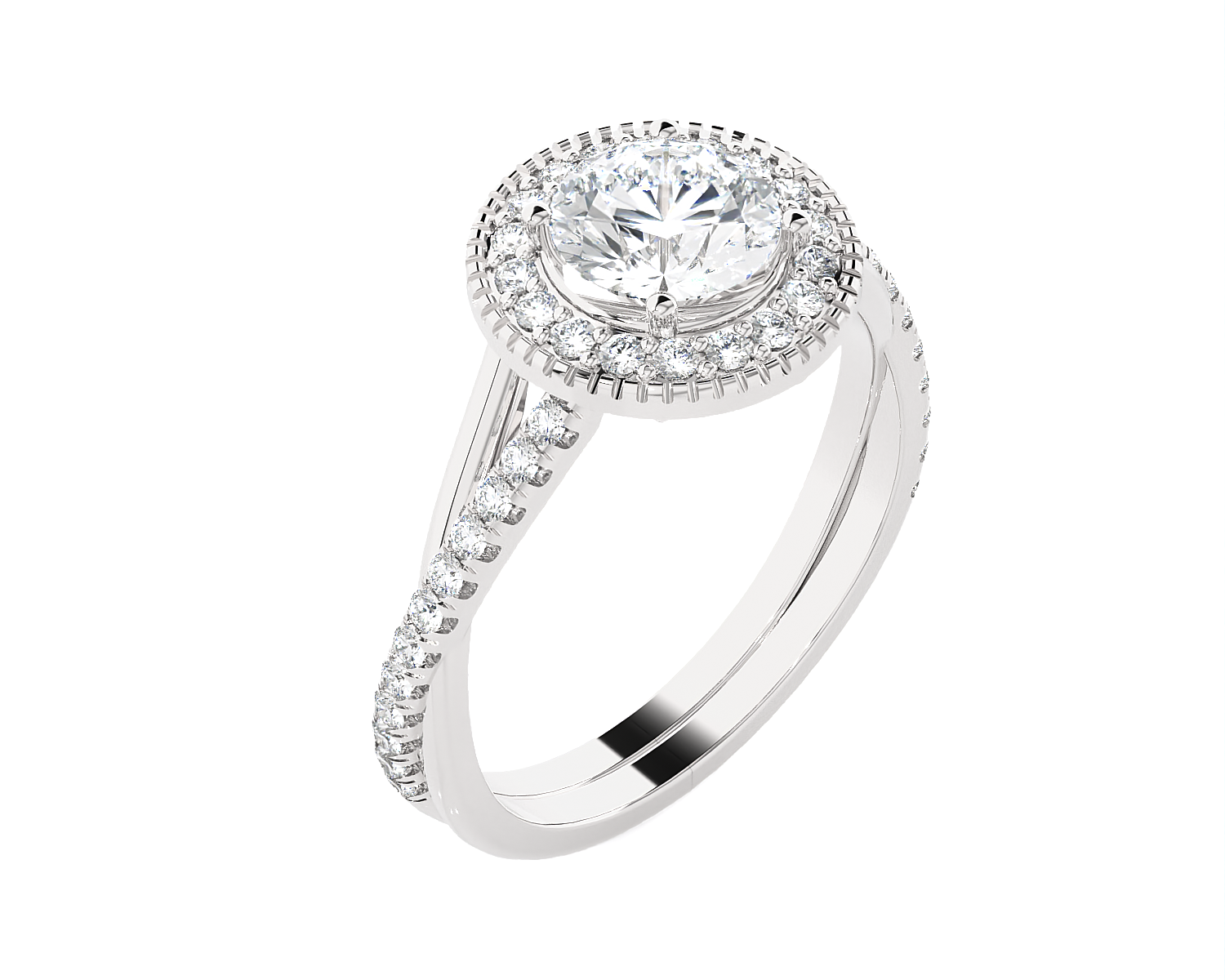 Round Lab Grown Diamond Halo Engagement Ring